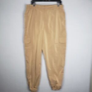Good American Size XL Nylon Jogger‎ Pants Neutral Tan Athleisure Casual Lounge